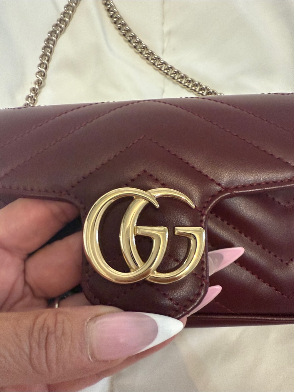 Gucci GG MARMONT MINI BAG Burgundy GG Marmont Quilted chain Shoulder Bag 1 - Picture 12 of 16